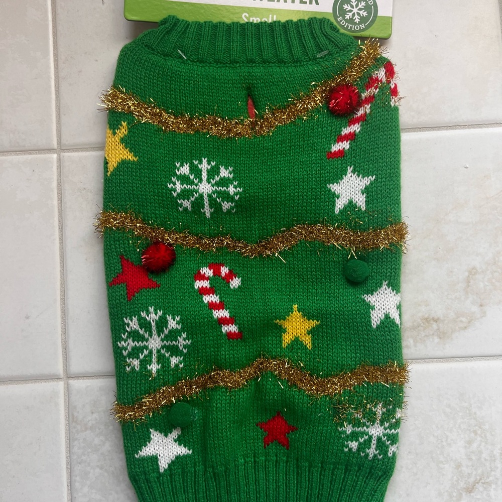 Dog Festive Green Holiday Sweater. Size small.